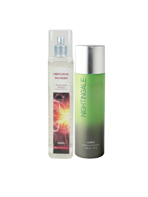 

Ajmal Unisex Set of Mercurial Thunder EDT & Nightingale Deodorant, Green