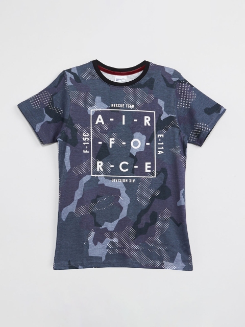 

max Boys Grey Camouflage Printed Round Neck T-shirt