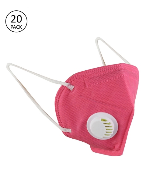 

OOMPH Unisex 5Ply 20Pcs Protective Outdoor Face Masks With Valve, Pink