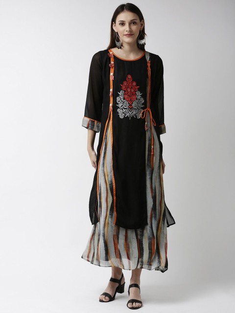 

Soch Women Black Embroidered Ethnic Maxi Dress