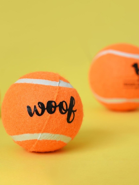 

Heads Up For Tails Pack Of 3 Orange Printed Medium Dog Tennis Balls