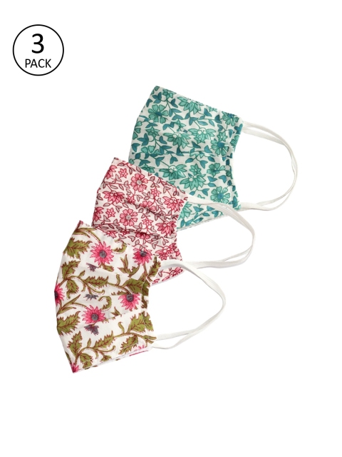 

Bellofox Women 3 Pcs 3-Ply Printed Masks, Pink