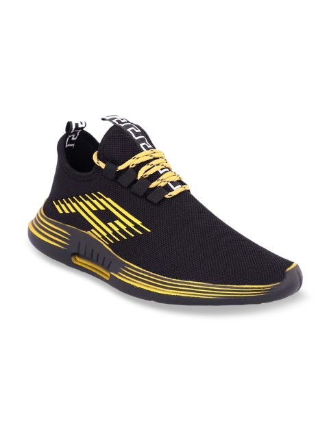 

aadi Men Black & Yellow Mesh Running Shoes
