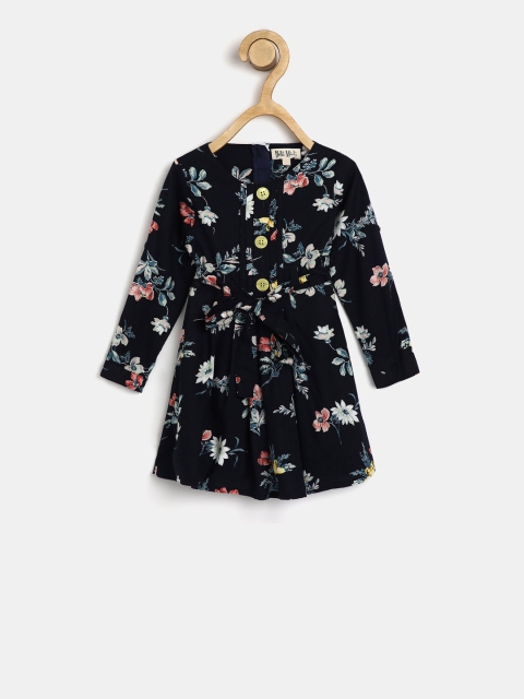 

Bella Moda Girls Black Floral Printed Fit and Flare Dress