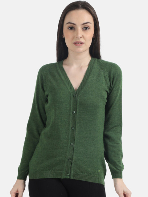 

Monte Carlo Women Green Solid Cardigan Sweater