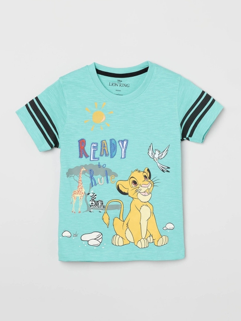 

max Boys Green Printed Round Neck T-shirt