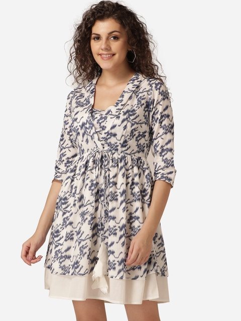

MABISH by Sonal Jain Women Off-White Printed Fit and Flare Dress