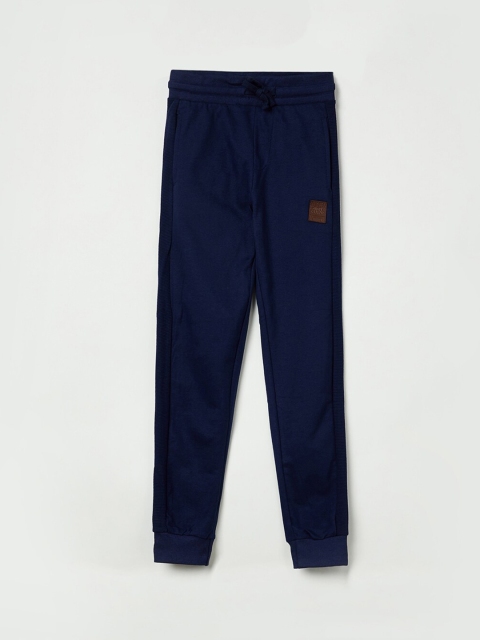

max Boys Navy Blue Solid Slim-Fit Joggers