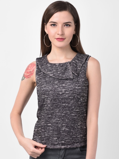 

Latin Quarters Women Charcoal Grey Self Design Top