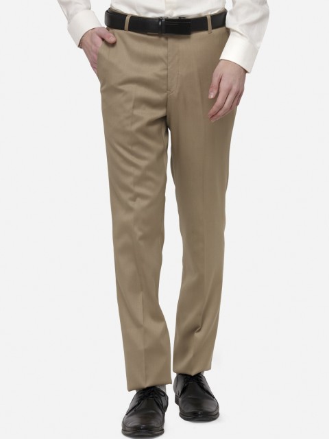 

Greenfibre Men Khaki Slim Fit Solid Formal Trousers