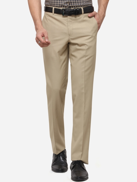 

Greenfibre Men Beige Slim Fit Solid Formal Trousers