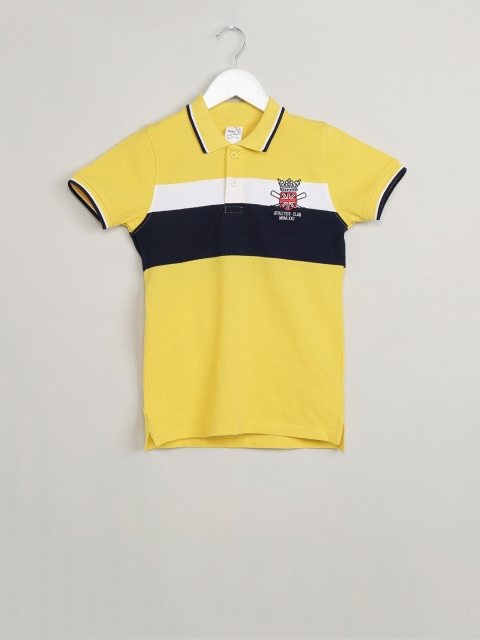 

max Boys Yellow & Black Colourblocked Polo Collar T-shirt
