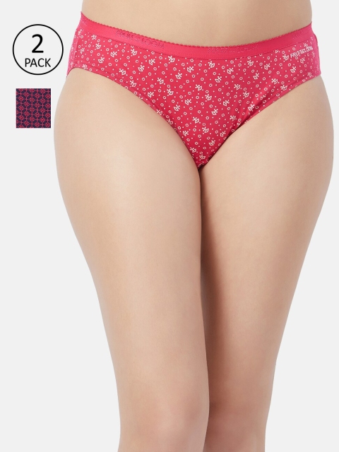 

Fruit of the loom Women Pack Of 2 Printed Bikini Briefs FBKP02-2P-DA1P5, Pink