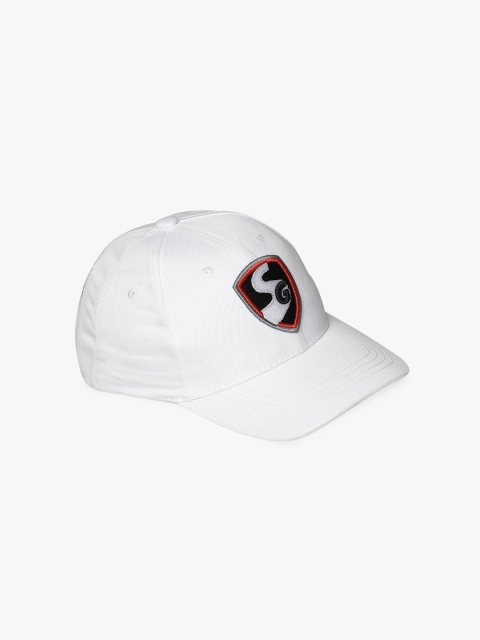 

SG Unisex White & Red Embroidered Premium Cotton Baseball Cap