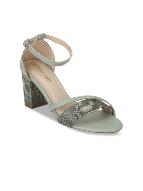 

Truffle Collection Women Green & Black Animal Printed Block Heels