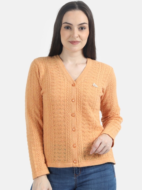 

Monte Carlo Women Beige Self Design Cardigan Sweater