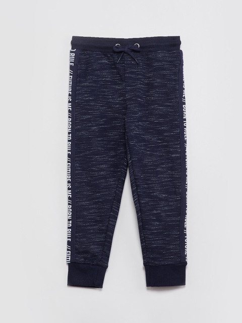 

max Boys Navy Blue Solid Slim-Fit Joggers