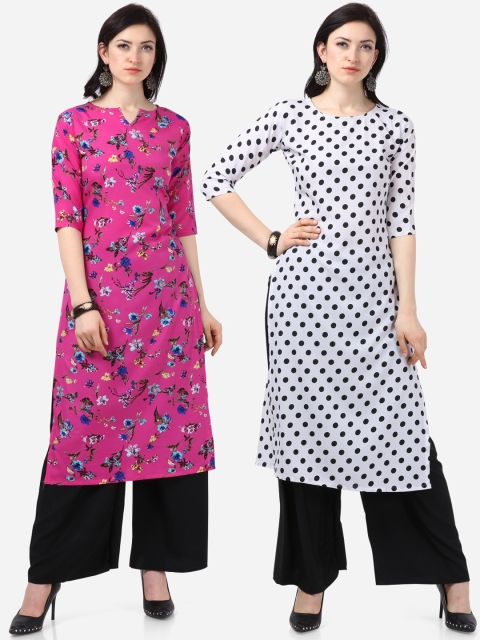 

Silk Bazar Women Pack of 2 Printed Kurta with Palazzos, Pink