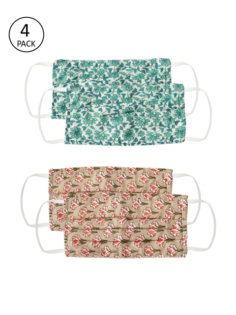 

Bellofox Women Pack of 4 Reusable 3-Layers Cloth Mask, Green