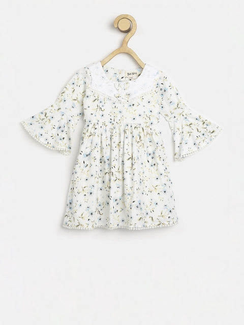 

Bella Moda Girls White Floral Printed Fit and Flare Dress