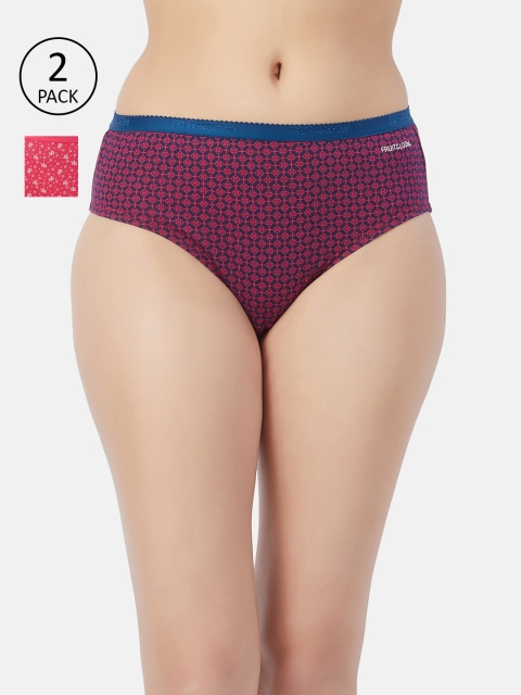 

Fruit of the loom Women Pack Of 2 Printed Hipster Briefs FHPP02-2P-DA1P5, Pink