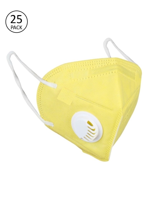

OOMPH Unisex Pack of 25 Pcs Yellow Reusable 5-Ply N95 Masks With Respiratory Valve