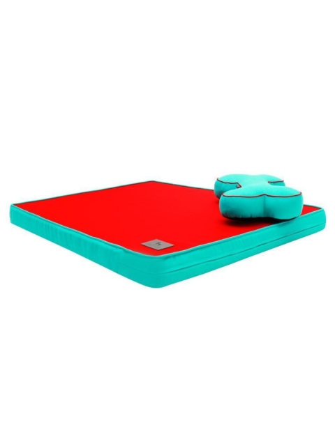 

Heads Up For Tails Red & Turquoise Blue Orthopedic Dog Bed with Cushion