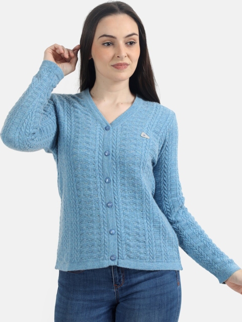 

Monte Carlo Women Blue Solid Cardigan Sweater