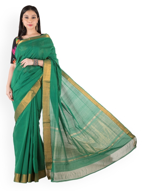 

Tribes India Green Striped Saree