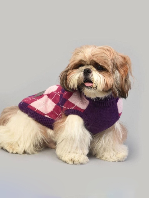 

Heads Up For Tails Purple Seld Design Woolen Dog Sweater