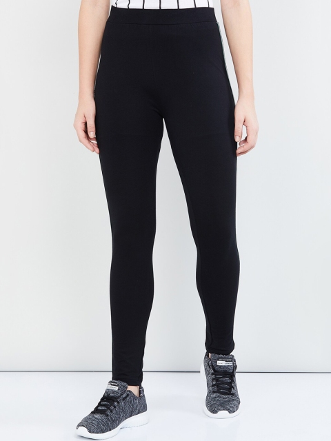 

max Women Black Solid Slim-Fit Track Pants