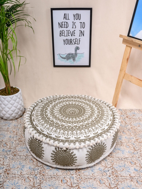 

Tistabene Green & White Bohemian Meditation Dcor Floor Cushion, Olive