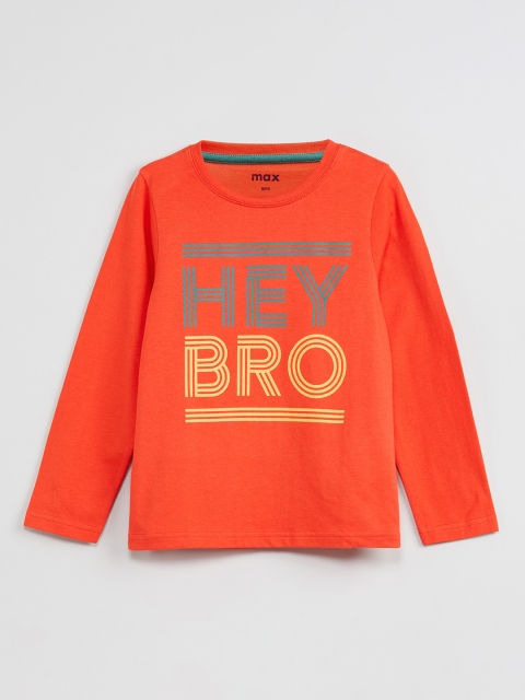 

max Boys Orange & Yellow Printed Round Neck T-shirt