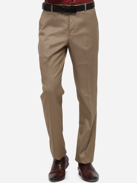 

Greenfibre Men Khaki Regular Fit Solid Formal Trousers