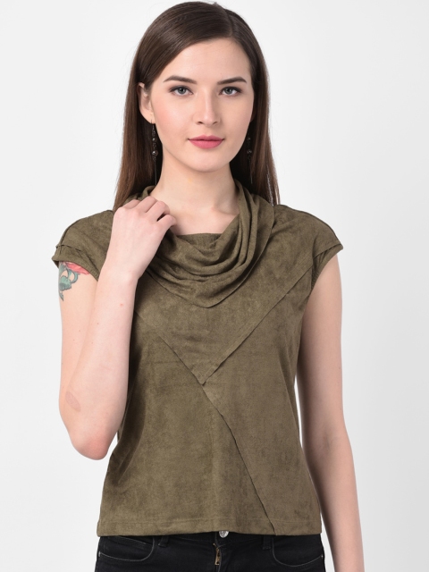 

Latin Quarters Women Olive Green Solid Top