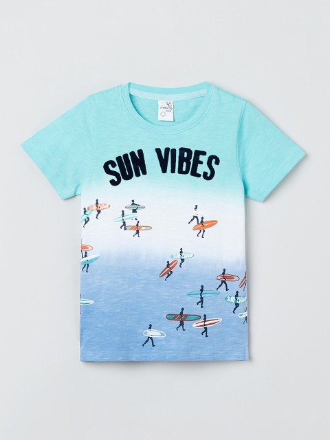 

max Boys Blue Colourblocked Round Neck T-shirt
