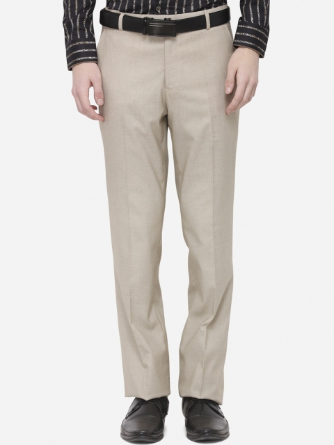 

Greenfibre Men Taupe Straight Fit Solid Formal Trousers