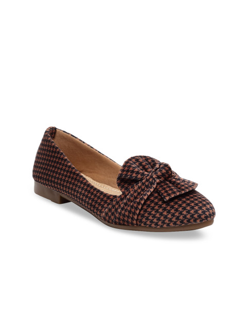

Butterflies Women Brown Checked Suede Ballerinas