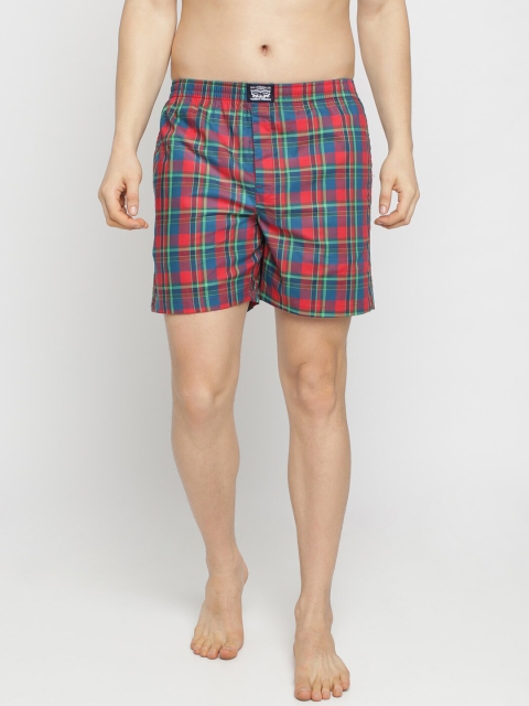

Levis Men Red & Teal Blue Checked Pure Cotton Boxers #024