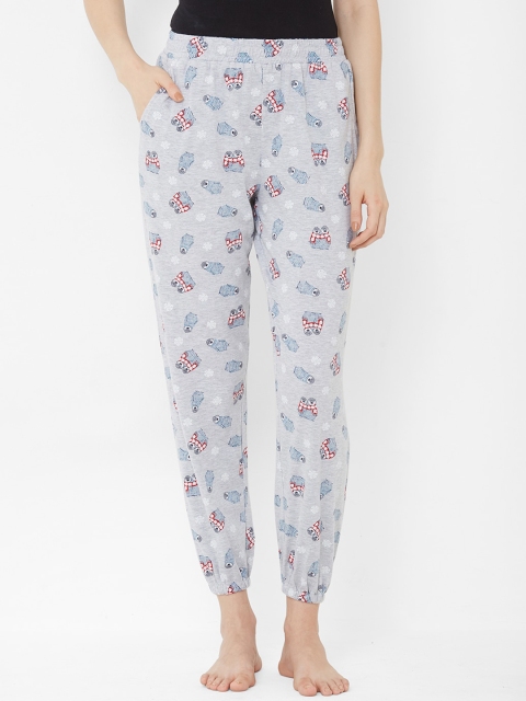 

Mystere Paris Women Grey & Red Printed Funky Penguin Lounge Pants