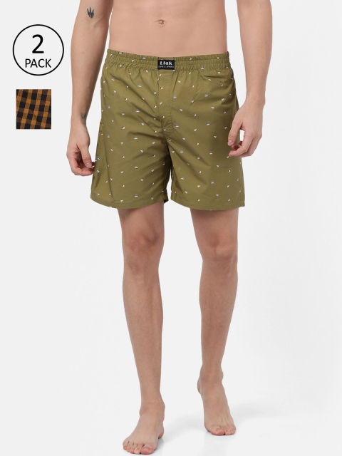 

Llak Jeans Men Pack of 2 Pure Cotton Boxers, Brown