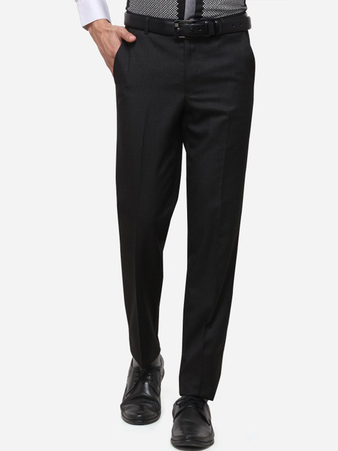 

Greenfibre Men Charcoal Black Slim Fit Solid Formal Trousers