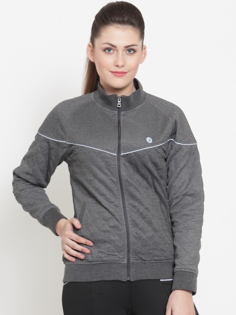 

BUKKUM Women Charcoal Grey Solid Sweatshirt