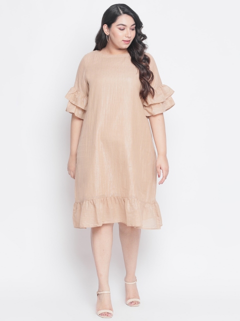 

Amydus Women Gold-Coloured Solid Plus Size A-Line Dress