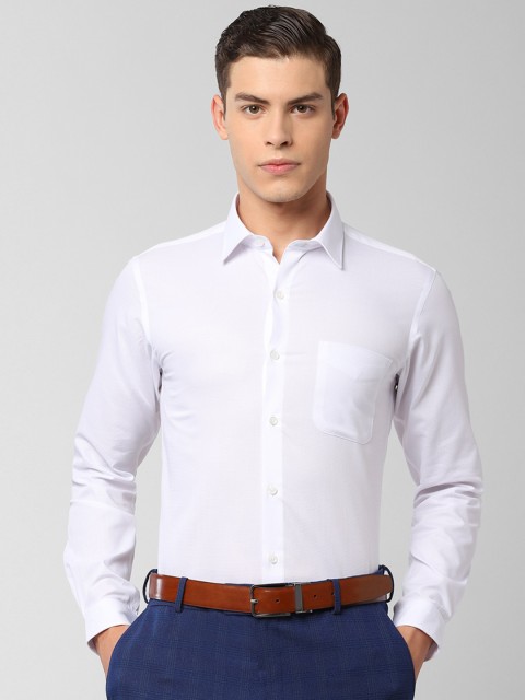 Peter England Men White Slim Fit Self Design Formal Shirt