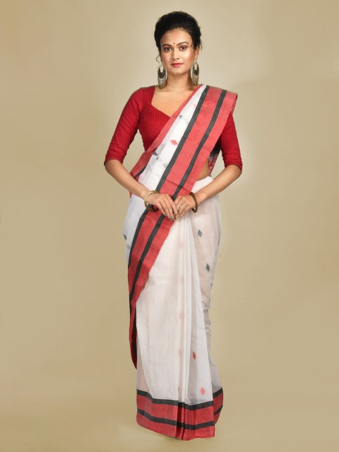 

Mitera Off-White Pure Cotton Handloom Woven Design Taant Saree