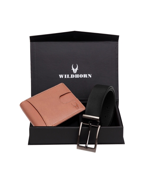 

WildHorn Men Tan Brown & Black RFID Protected Genuine Leather Accessory Gift Set