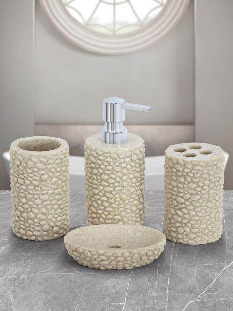 

Obsessions Off White 4Pcs Alvina Self Design Bath Accessories Set