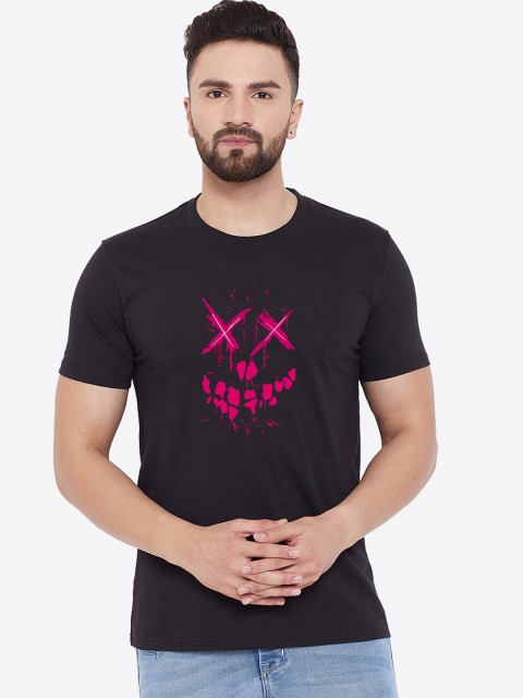 

wesquare Men Black Printed Round Neck T-shirt