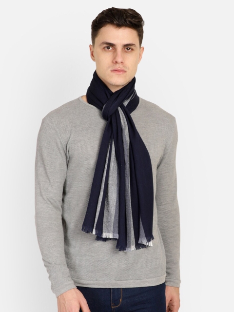

Anekaant Men Navy Blue & White Striped Stole